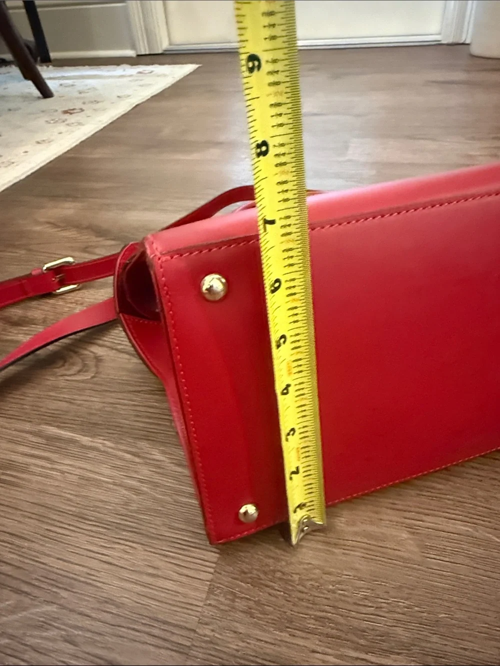 Vittoria Napoli Red Leather Tote Handbag Classic Structured Carryall with strap